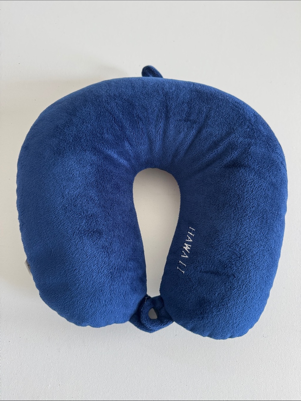 Plush Navy Travel Neck Pillow with 'Hawaii' Embroidered